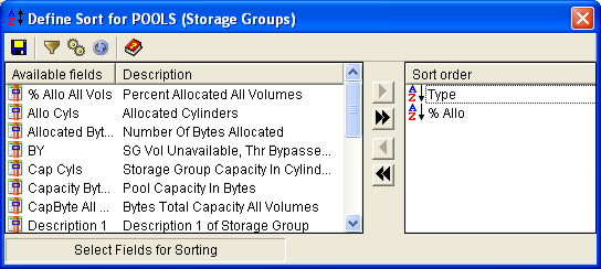This illustration is a screen shot example of the Sort dialog.