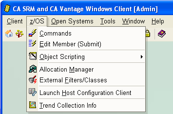 This illustration is a screen shot example of the z/OS menu.