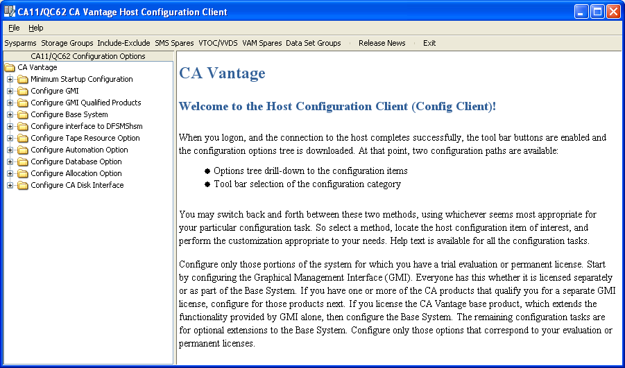 This illustration is a screen shot example of the (Host) Config Client.