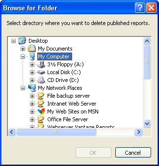 This illustration is a screen shot example of the Windows Browse for Folder window.