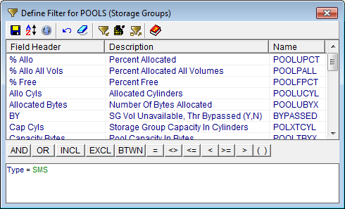 This illustration is a screen shot example of the Define Filter dialog.