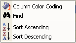 This is a screen shot of the Column Heading Options Menu.