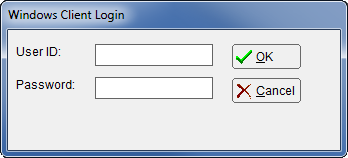 Wndows Client Login dialog