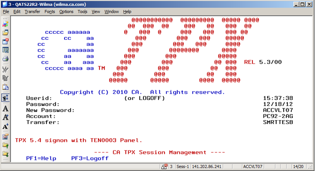 A sample display of the TEN0003 panel 1