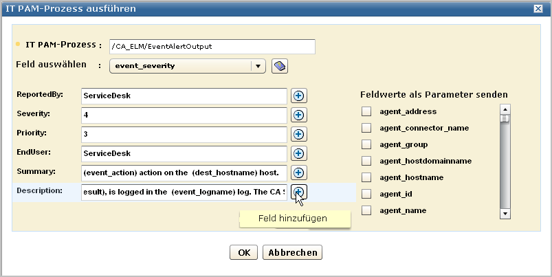 Überschreiben Sie die Standardwerte, und geben Sie ggf. Zeichenfolgen mit Variablen ein.