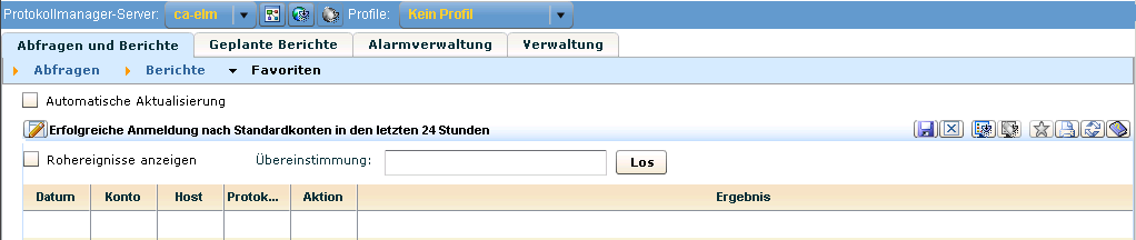 Zeigen Sei die Ereignisdaten als Tabelle an.