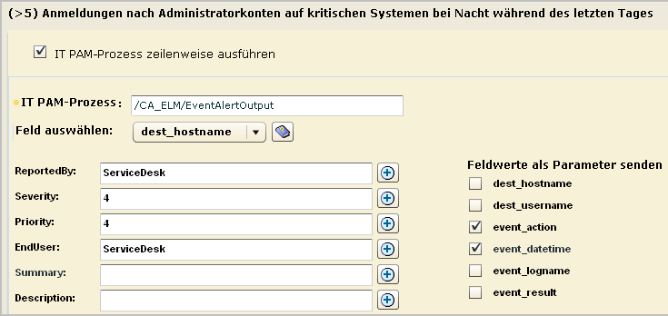 Wählen Sie die beiden Felder, die als lokale Parameter definiert wurden.