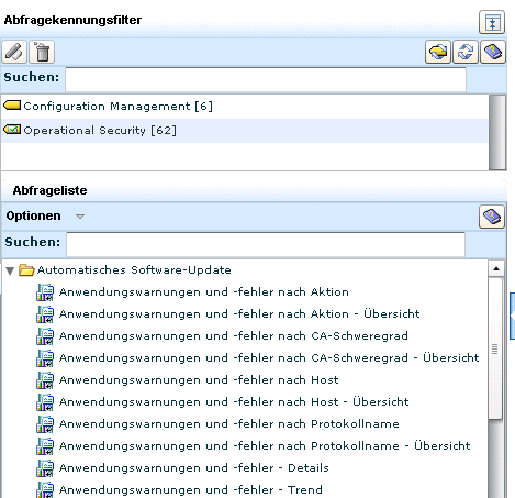 Wählen Sie "Konfigurationsverwaltung", und zeigen Sie die Abfragen auf der Liste an, die mit "Starten oder Herunterfahren" beginnen.
