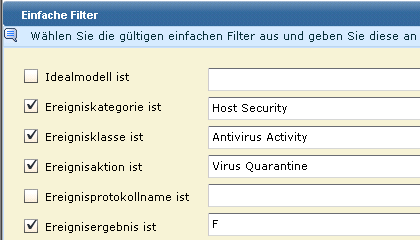 Geben Sie "Hostsicherheit", "Antivirusaktivität", "Virusquarantäne" und "F" ein.