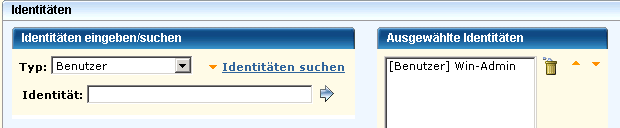 Bei Auswahl der Option "Benutzer" werden nur Benutzernamen angezeigt, die zur Auswahl verfügbar sind.