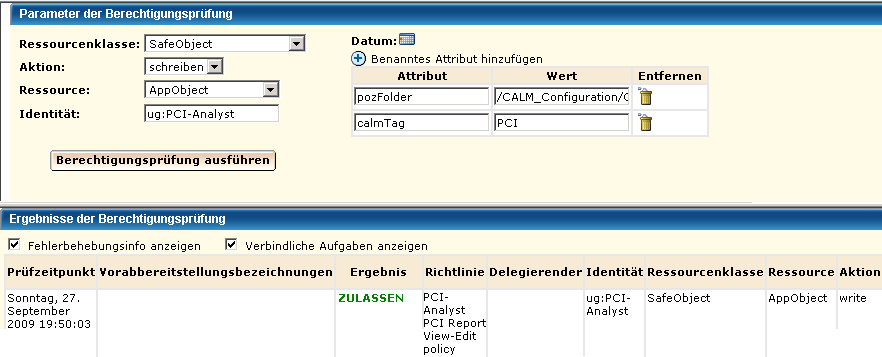 Testen Sie die Filter, indem Sie eine Berechtigungsprüfung ausführen.