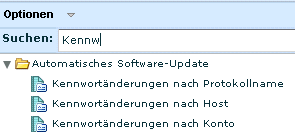 Berichtsliste - gezeigt wird die Suche nach Kennwortberichten
