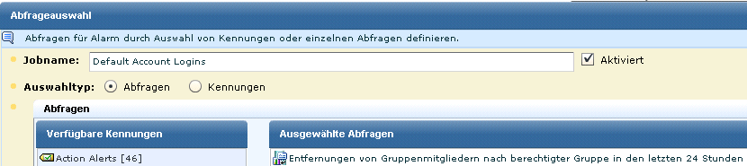 Schließen Sie die Alarmauswahl ab, indem Sie die Abfrage der Kennung hinzufügen.