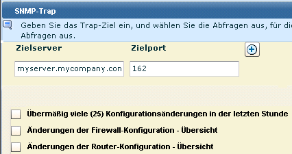 Das konfigurierte Ziel wird standardmäßig mit allen ausgewählten Abfragen angezeigt.