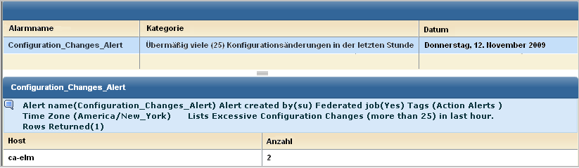 Klicken Sie auf den Alarm, um die Ergebnisse unten auf der Seite anzuzeigen.