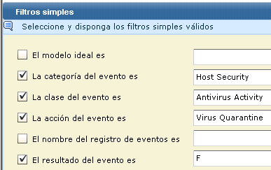 Introduzca Seguridad de host, Actividad de antivirus, Cuarentena de virus, F.