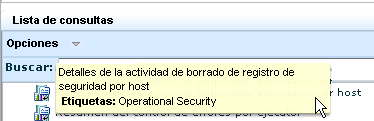 Sitúese sobre una consulta para mostrar sus etiquetas.