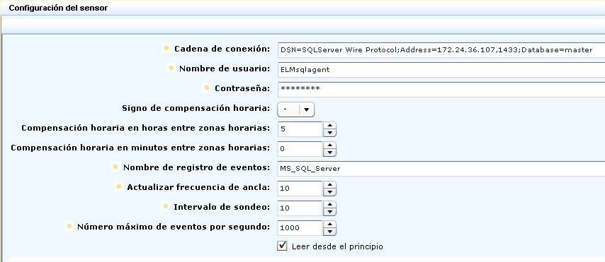 Introduzca los datos según se especifica en la guía del conector.