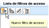 El botón Nuevo filtro de acceso es el primer botón de la lista de filtros de acceso.