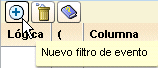 El botón Nuevo filtro de evento se indica mediante un signo más, que significa Agregar.