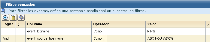 El ejemplo de filtros avanzados incluye dos comparaciones que se deben evaluar para comprobar su veracidad.