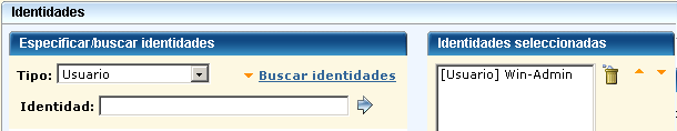 Al seleccionar Usuario, sólo se muestran como disponibles para su selección los nombres de los usuarios.