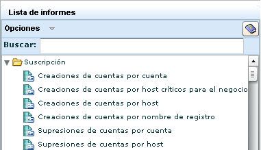 Lista de informes: visualización de informes relacionados con la etiqueta de PCI
