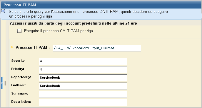 Non inserire alcuna voce.
