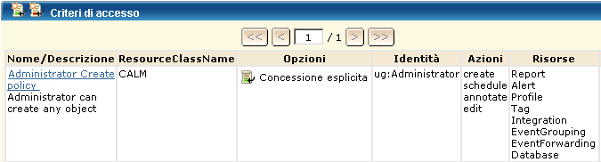 Il Criterio di creazione per l'amministratore consente agli amministratori di creare qualsiasi oggetto.