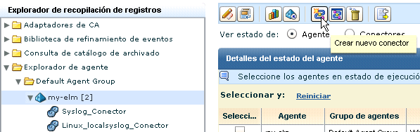 Seleccione el agente y haga clic en Crear nuevo conector.