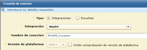Al seleccionar la integración de WinRM, se crea WinRM_Connector.
