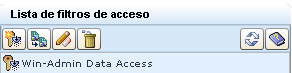 La lista de filtros de acceso muestra los nombres de los filtros de acceso que ha creado.