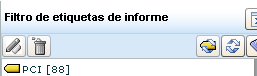 El ejemplo sólo muestra la etiqueta de informes de PCI.