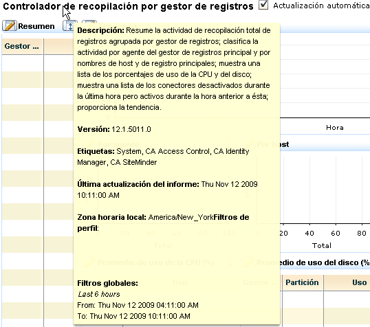 Visualización de la información sobre herramientas: descripción del informe
