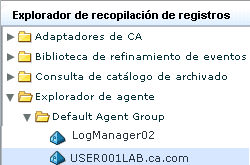 Carpeta Explorador de agente: visualización de los agentes y grupos