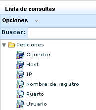 Lista de consultas: visualización de Peticiones -Host seleccionado