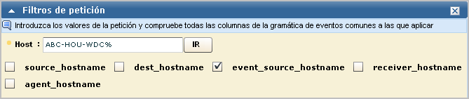 Introduzca ABC-HOU-WDC% en el campo Host y seleccione event_source_hostname.