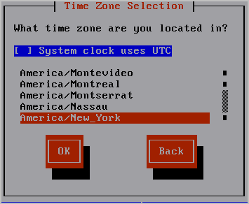 configuración de la zona horaria