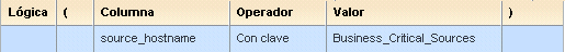 Al seleccionar Keyed como operador, la lista de valores muestra los valores con clave seleccionados de la columna introducida.