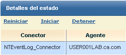 El estado del conector muestra el nombre de host de agente empleado como valor para un recurso crítico para el negocio.