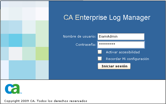 Inicie sesión como EiamAdmin la primera vez.