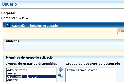 Desplace AdministradorAlmacenamiento al área de grupos de usuarios seleccionados.