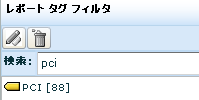 レポート タグ リスト - PCI タグの表示