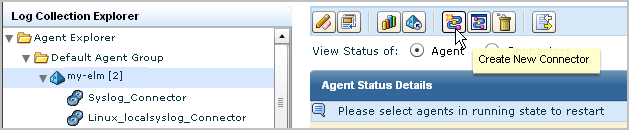 select the agent and click create new connector.