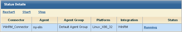 WinRM_Connector shows status Running.