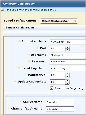 Follow the instructions in the connector guide for sensor configuration.