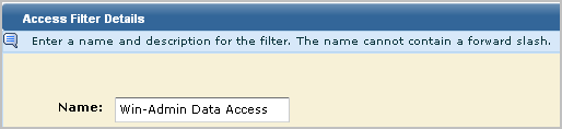 Enter the filter name in the Name field.