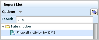 Report List detail - showing Firewall Activity by DMZ report