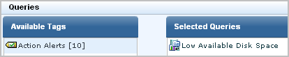 Screen showing Low Available Disk Space query.