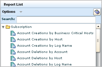 Report List - showing reports associated with PCI tag